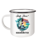Steife Brise das ist Kuschelwetter Nordsee Spruch - Emaille Becher - Kiebitzdelle