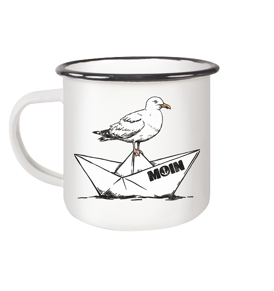 Papierschiff Möwe Moin - Emaille Becher - Kiebitzdelle