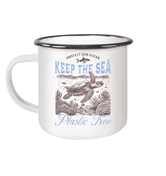 Keep the Sea Plastic Free Umweltschutz Spruch - Emaille Becher