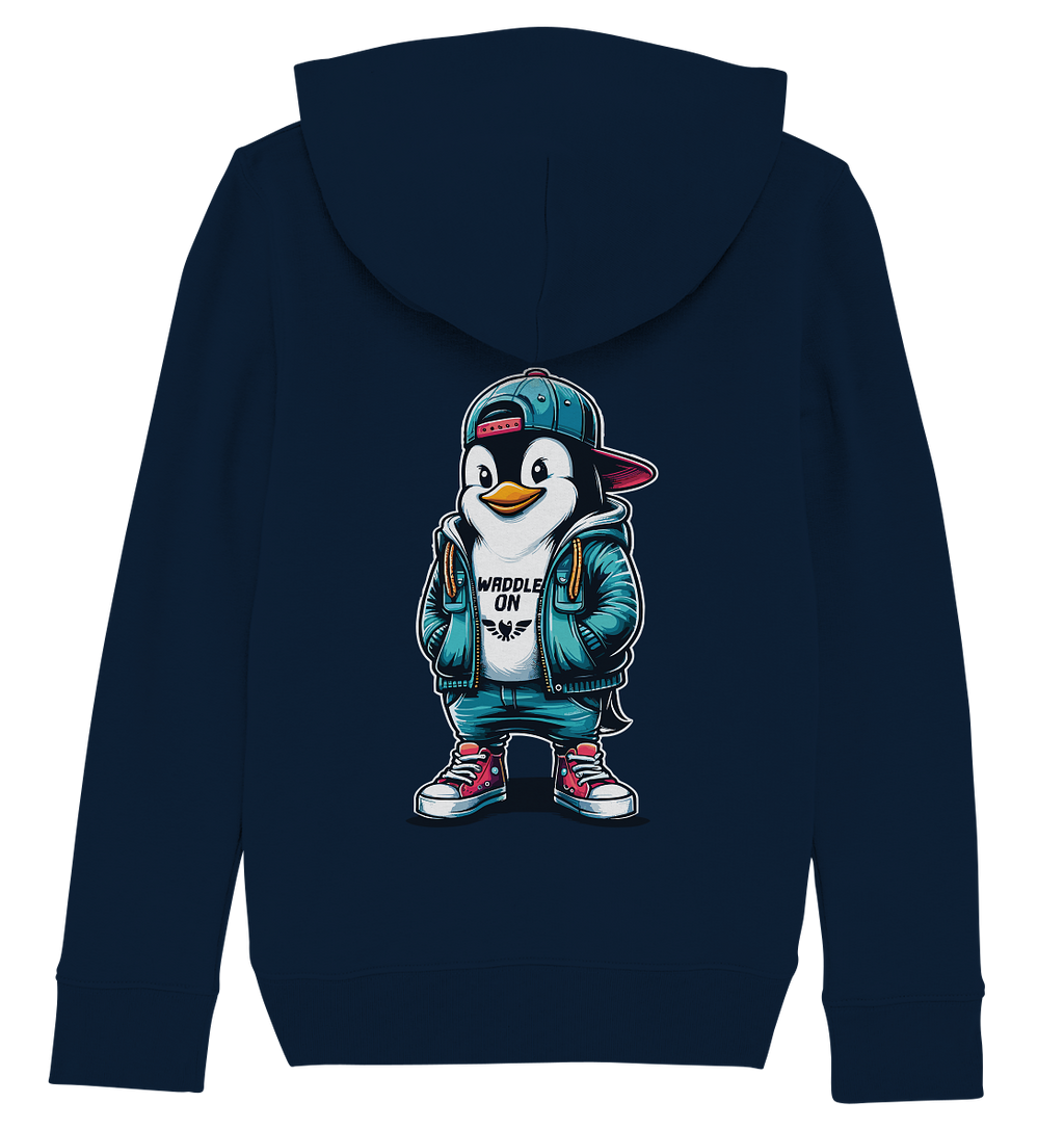 Hipster Pinguin Waddle On - Kinder Bio Hoodie - Kiebitzdelle