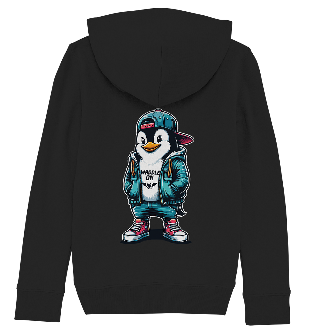 Hipster Pinguin Waddle On - Kinder Bio Hoodie - Kiebitzdelle