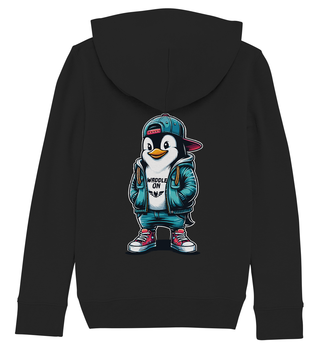 Hipster Pinguin Waddle On - Kinder Bio Hoodie