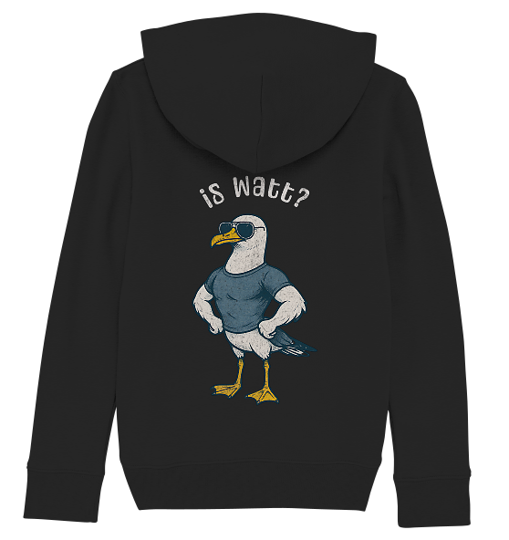 Is Watt Starke Möwe mit lustigem Spruch - Kinder Bio Hoodie