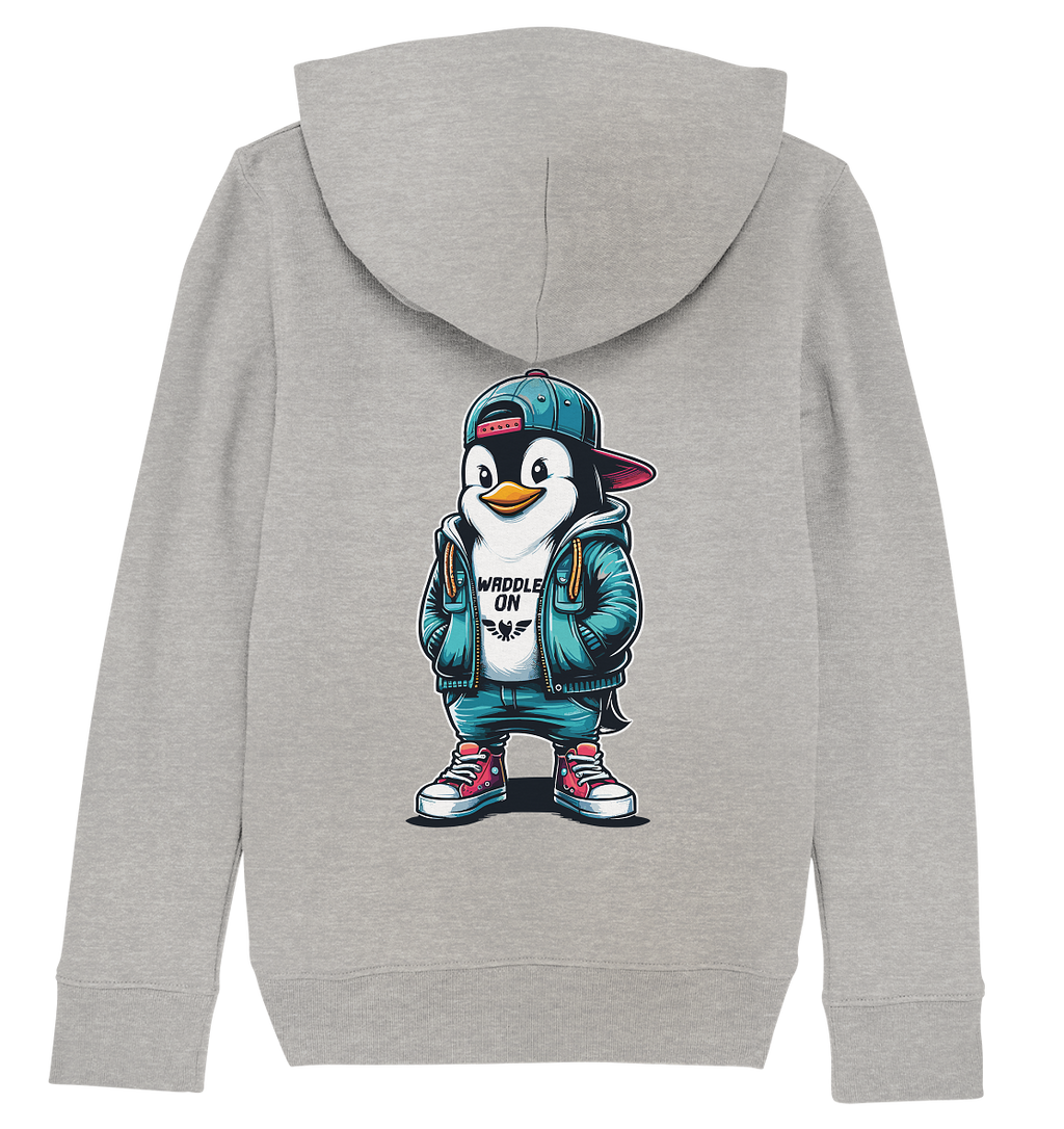Hipster Pinguin Waddle On - Kinder Bio Hoodie - Kiebitzdelle