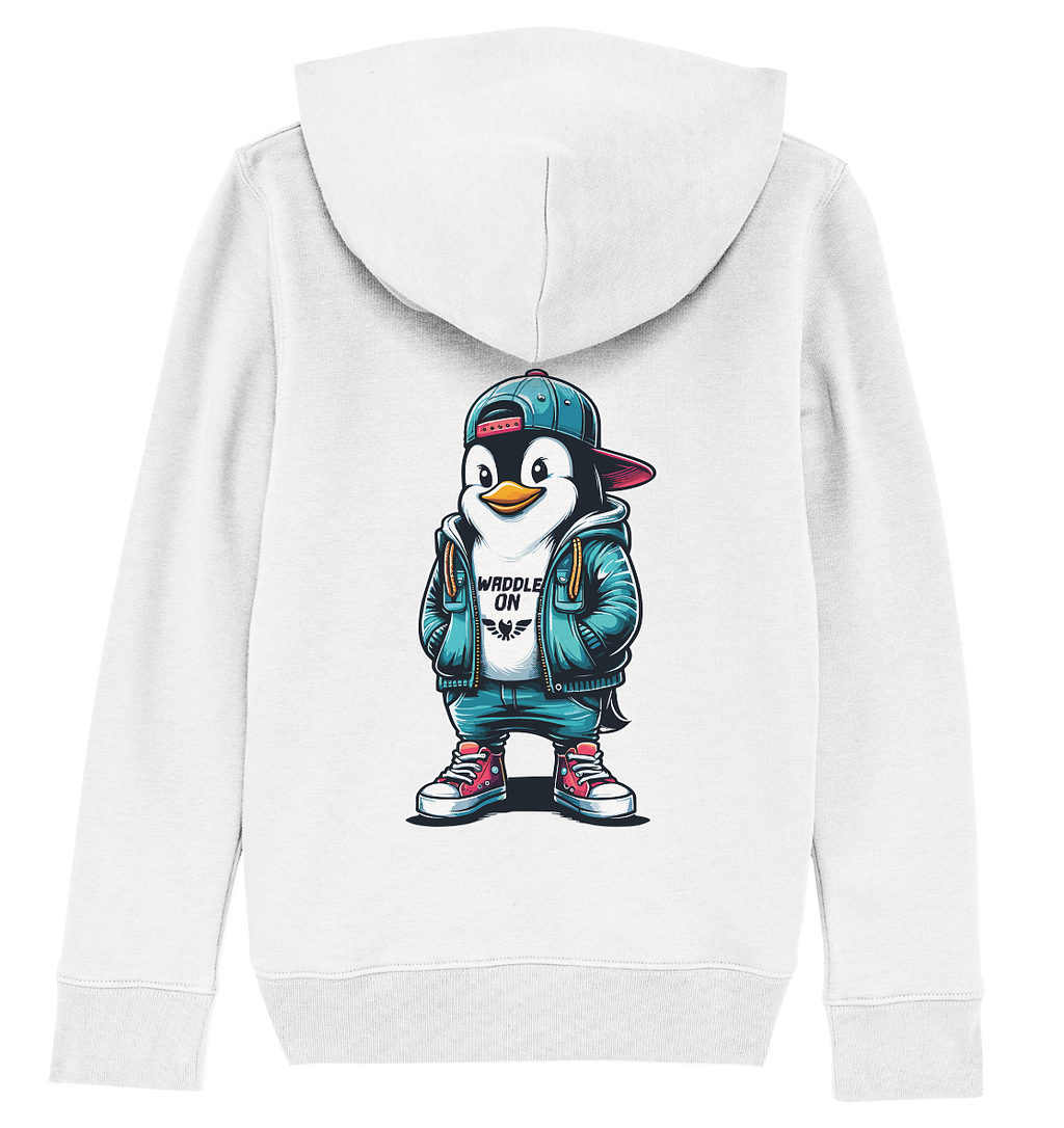 Hipster Pinguin Waddle On - Kinder Bio Hoodie - Kiebitzdelle