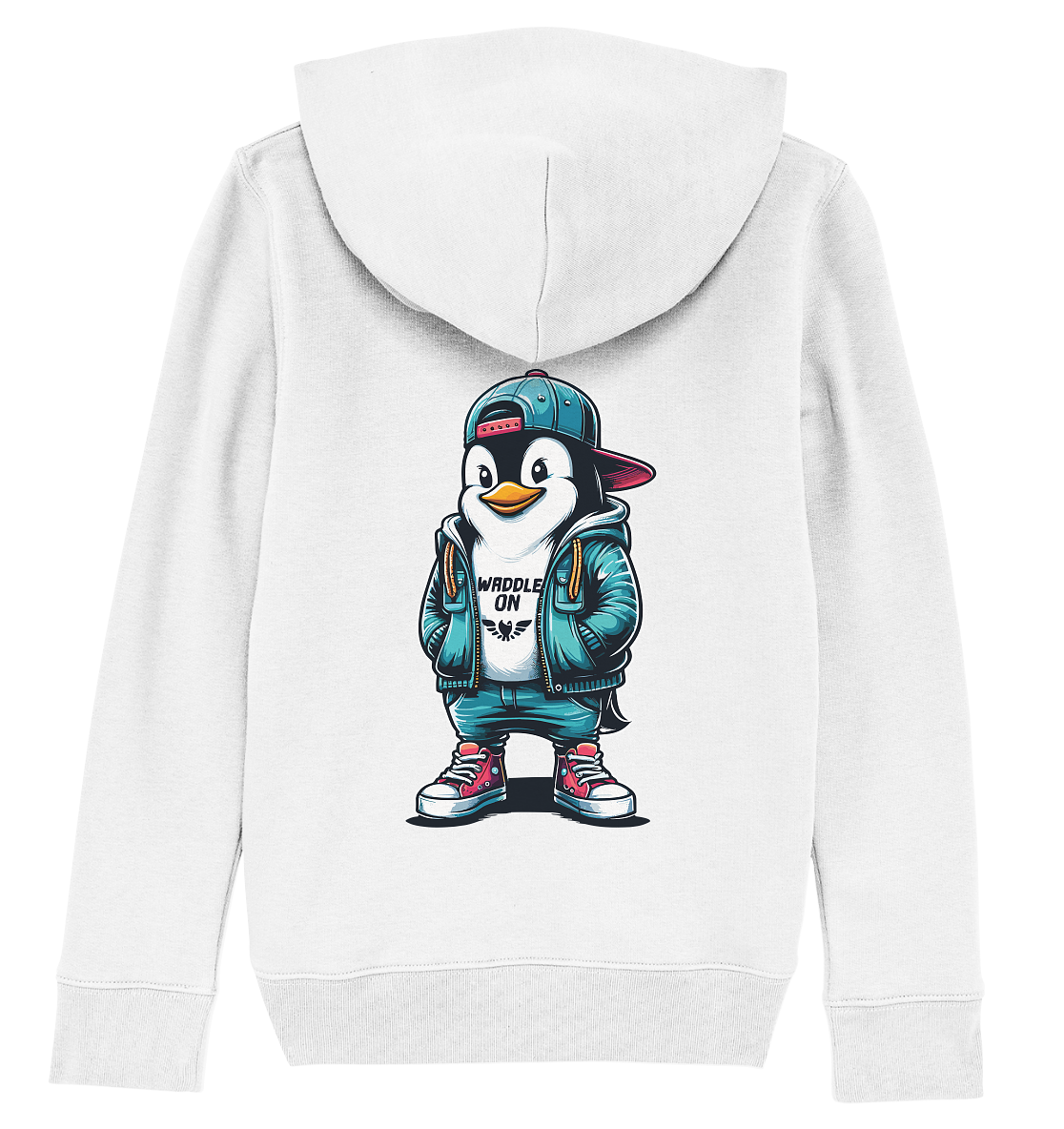 Hipster Pinguin Waddle On - Kinder Bio Hoodie