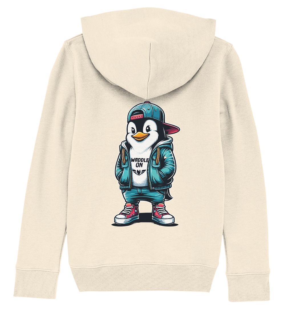 Hipster Pinguin Waddle On - Kinder Bio Hoodie - Kiebitzdelle