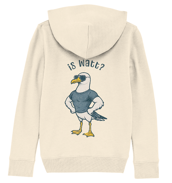 Is Watt Starke Möwe mit lustigem Spruch - Kinder Bio Hoodie