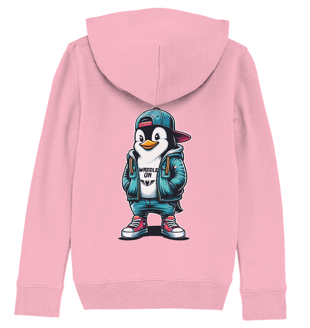 Hipster Pinguin Waddle On - Kinder Bio Hoodie - Kiebitzdelle