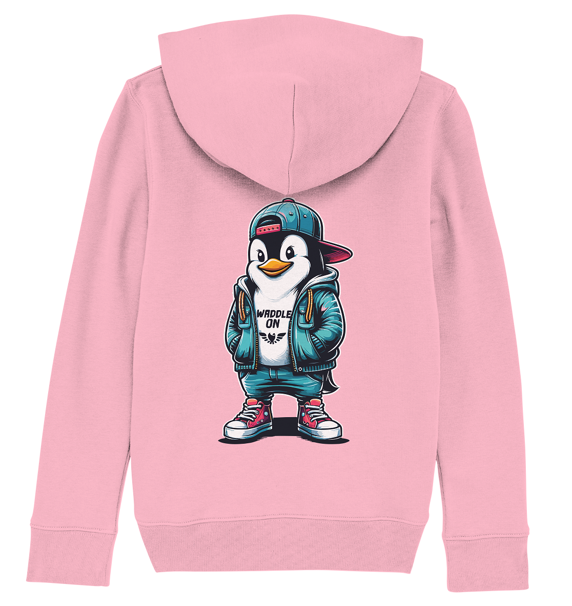 Hipster Pinguin Waddle On - Kinder Bio Hoodie