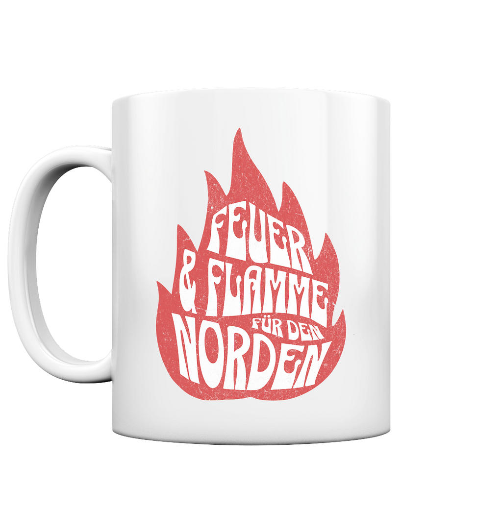 Feuer und Flamme für den Norden - Tasse glänzend - Kiebitzdelle