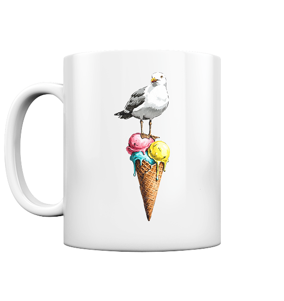 Eisdieb Freche Möwe mit Eiscreme - Tasse glänzend - Kiebitzdelle