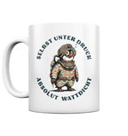 Wattdicht Pinguin Taucher mit lustigem Spruch - Tasse glänzend - Kiebitzdelle