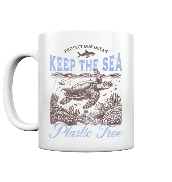 Keep the Sea Plastic Free Umweltschutz Spruch - Tasse glänzend - Kiebitzdelle