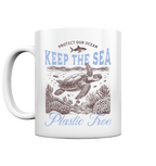 Keep the Sea Plastic Free Umweltschutz Spruch - Tasse glänzend - Kiebitzdelle