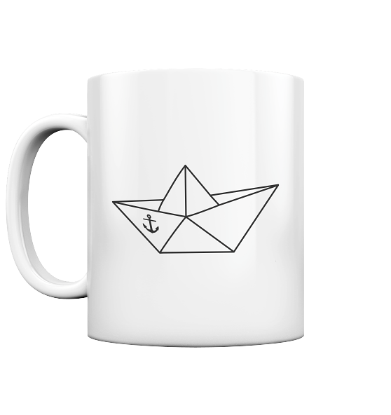 Papierschiff Papierboot Origami - Tasse glänzend