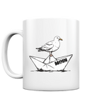 Papierschiff Möwe Moin - Tasse glänzend in White glossy - Studio Ansicht - Kiebitzdelle