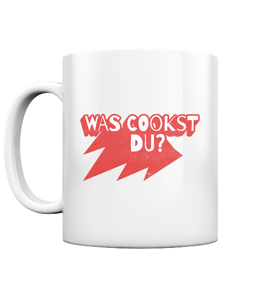 Was cookst du Lustig Kochen - Tasse glänzend - Kiebitzdelle
