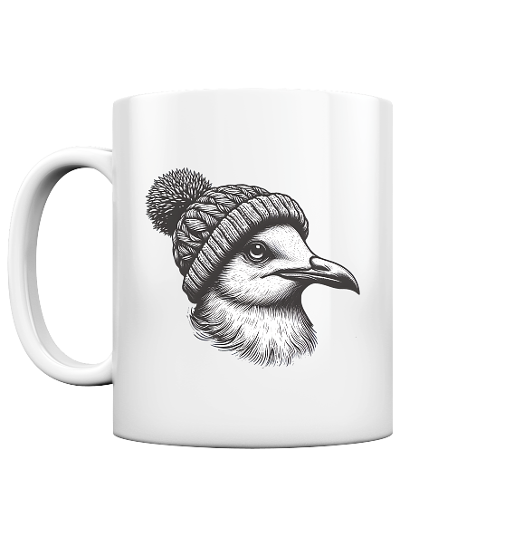 Coole Möwe mit Pudelmütze - Tasse glänzend - Kiebitzdelle