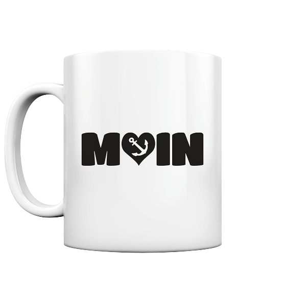 Moin Spruch mit Herz Anker - Tasse glänzend - Kiebitzdelle