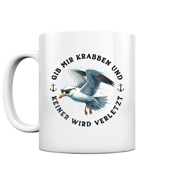Gib mir Krabben und keiner wird verletzt - Tasse glänzend - Kiebitzdelle