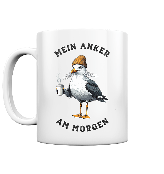 Mein Anker am Morgen Kaffee Möwe - Tasse glänzend - Kiebitzdelle