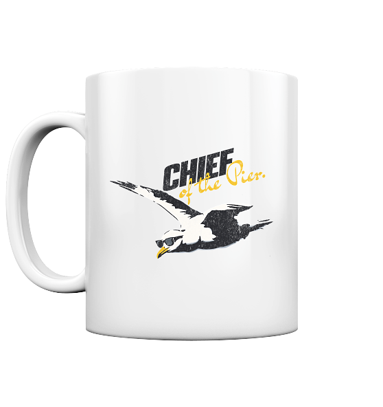 Chief of the Pier Chef Möwe mit Sonnenbrille - Tasse glänzend - Kiebitzdelle