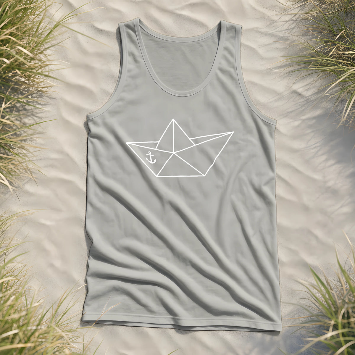 Papierschiff Papierboot Origami - Herren Tank-Top - Sport Grey (meliert) - Küstenmode von Kiebitzdelle