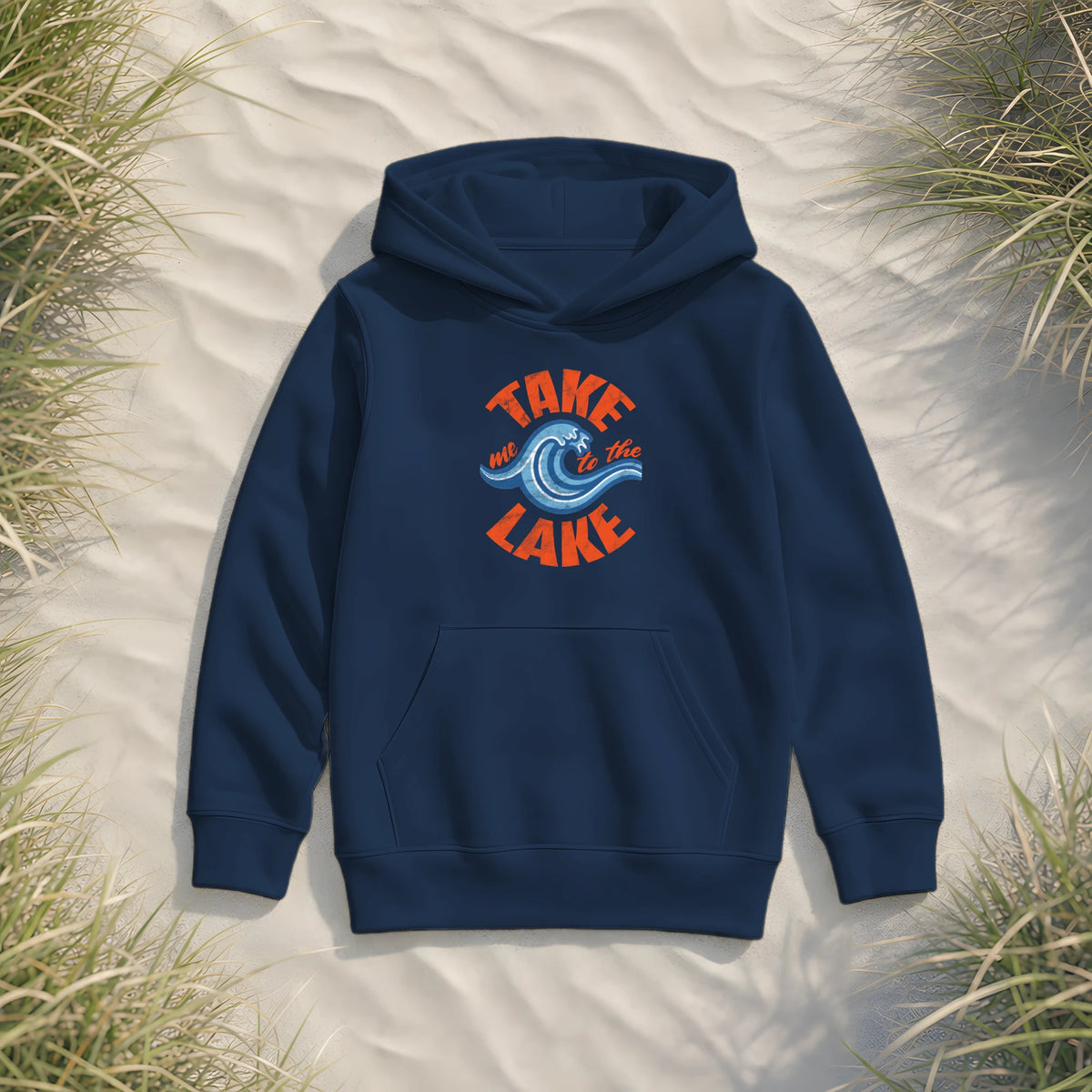 Take me to the Lake - Kinder Bio Hoodie - French Navy - Küstenmode von Kiebitzdelle