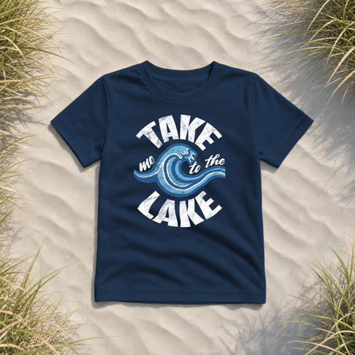 Take me to the Lake - Kinder Bio Shirt - French Navy - Küstenmode von Kiebitzdelle