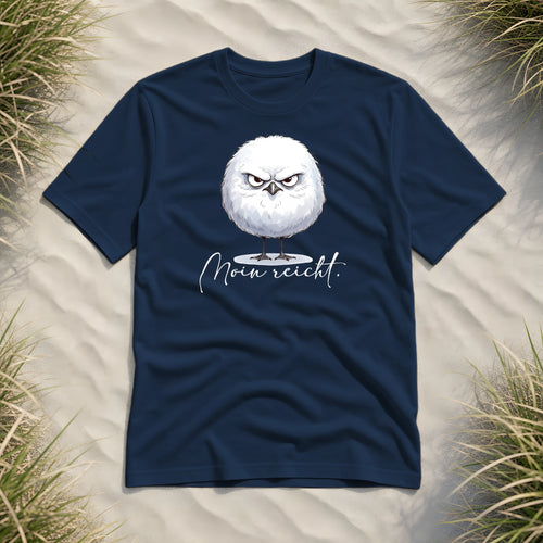 Moin reicht - Grimmige runde Möwe - Organic Shirt - French Navy - Küstenmode von Kiebitzdelle