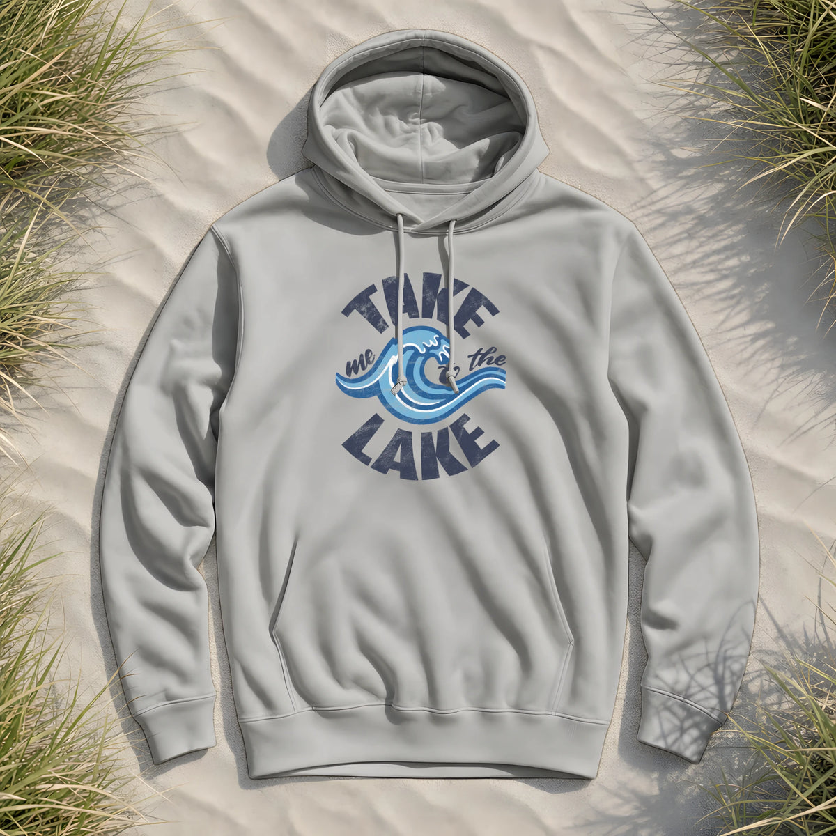 Take me to the Lake - Herren Bio Hoodie - Heather Grey - Küstenmode von Kiebitzdelle