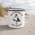 Snack mi nich an erst Koffein Möwe Spruch - Emaille Becher - White - Küstenmode von Kiebitzdelle