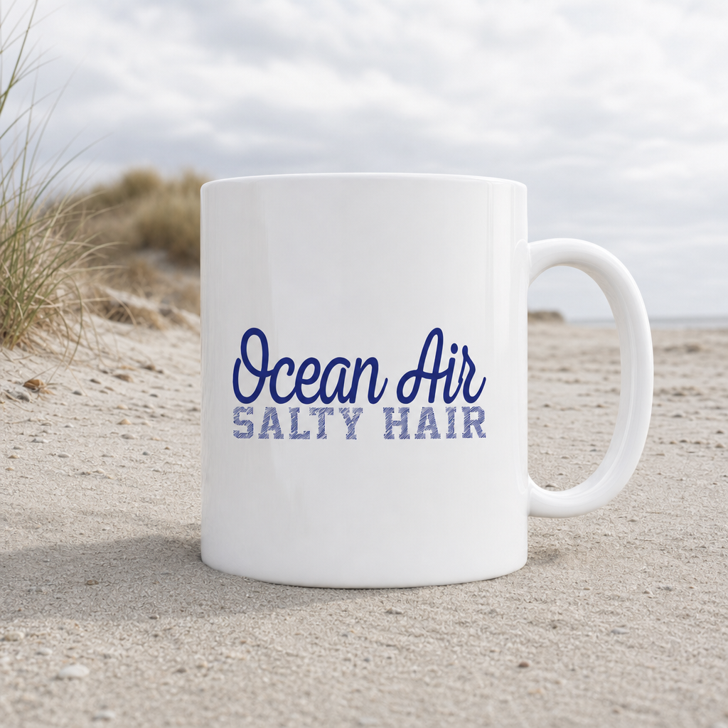 Ocean Air Salty Hair - Tasse glänzend - White glossy - Küstenmode von Kiebitzdelle
