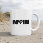 Moin Spruch mit Herz Anker - Tasse glänzend - White glossy - Küstenmode von Kiebitzdelle