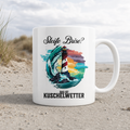 Steife Brise das ist Kuschelwetter Nordsee Spruch - Tasse glänzend - White glossy - Küstenmode von Kiebitzdelle