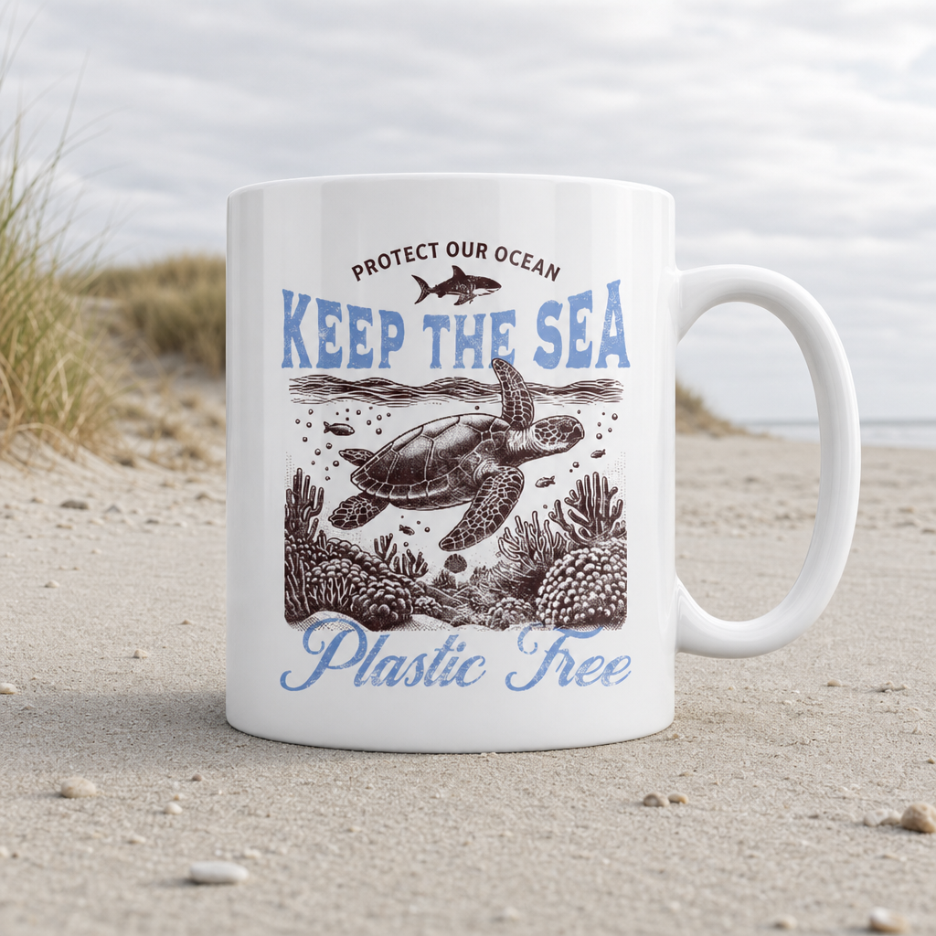 Keep the Sea Plastic Free Umweltschutz Spruch - Tasse glänzend - White glossy - Küstenmode von Kiebitzdelle