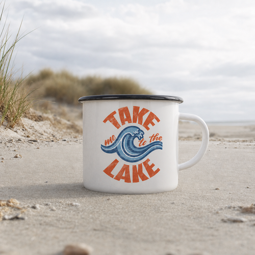Take me to the Lake - Emaille Becher - White - Küstenmode von Kiebitzdelle
