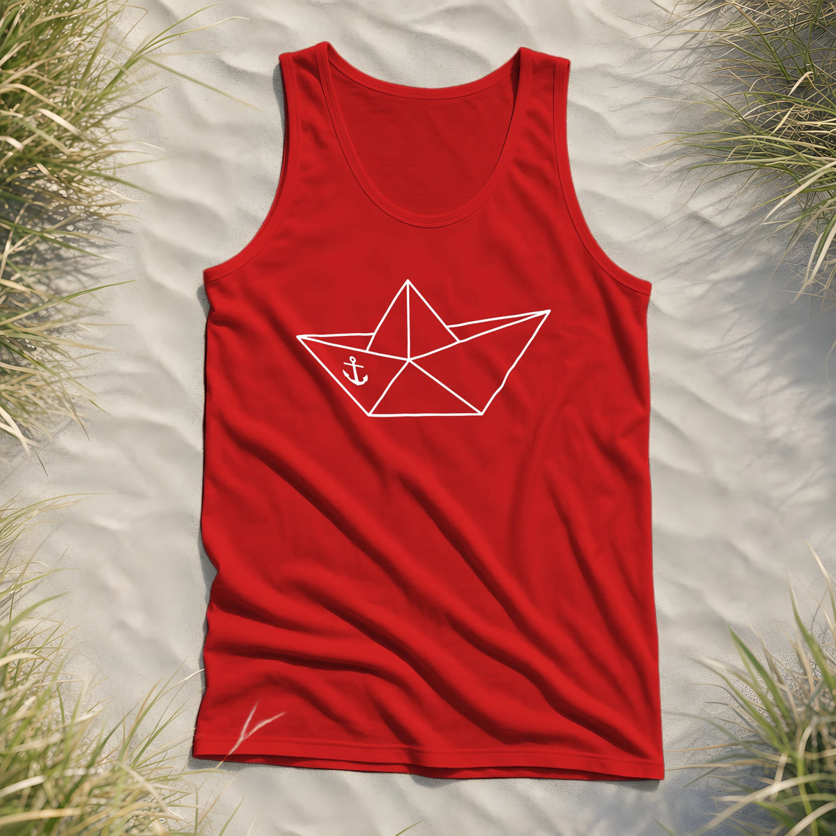 Papierschiff Papierboot Origami - Herren Tank-Top - Red - Küstenmode von Kiebitzdelle