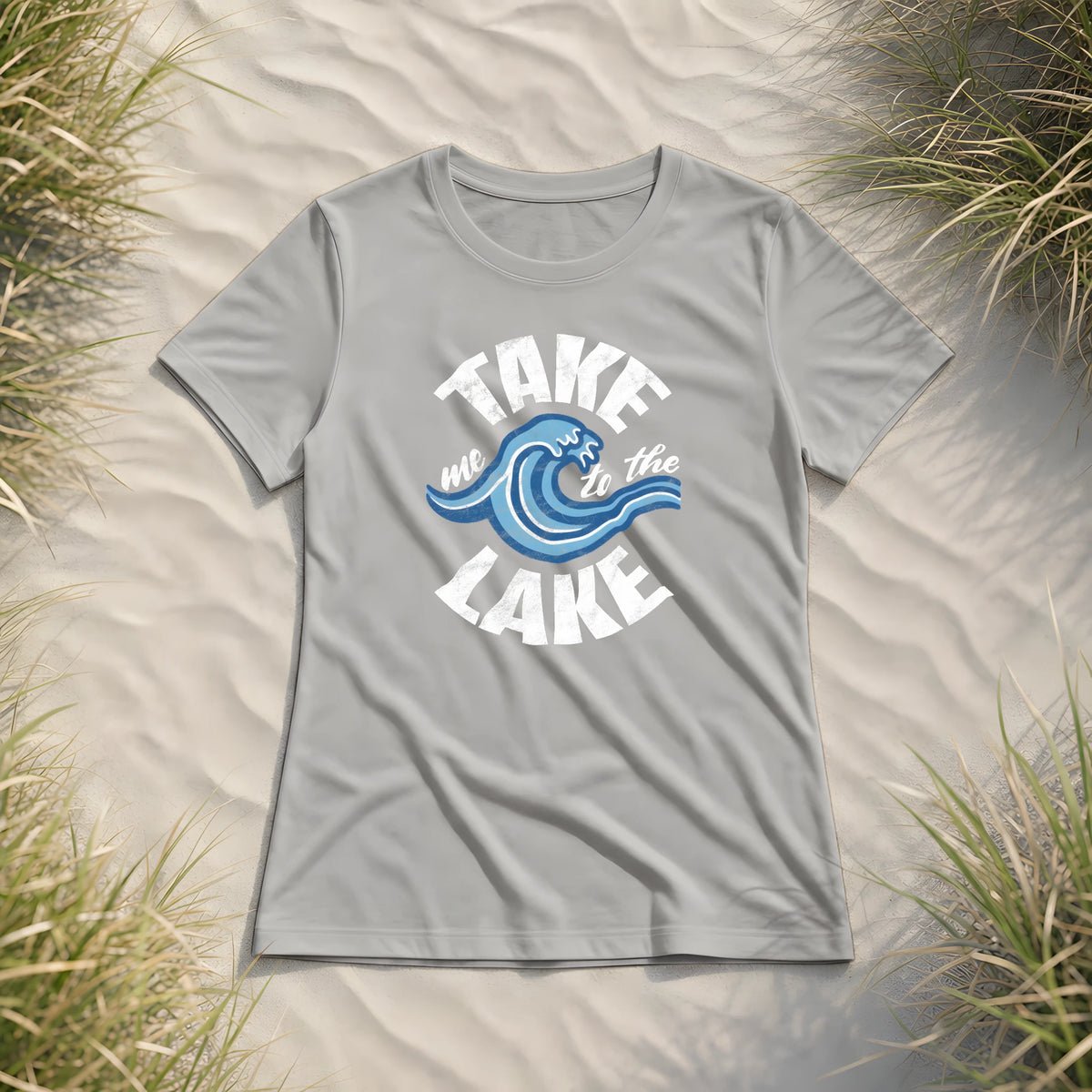 Take me to the Lake - Damen Premium Bio Shirt - Heather Grey - Küstenmode von Kiebitzdelle