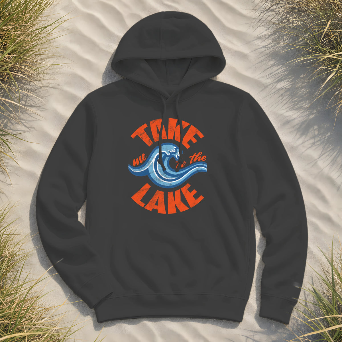 Take me to the Lake - Damen Bio Hoodie - Black Pure - Küstenmode von Kiebitzdelle