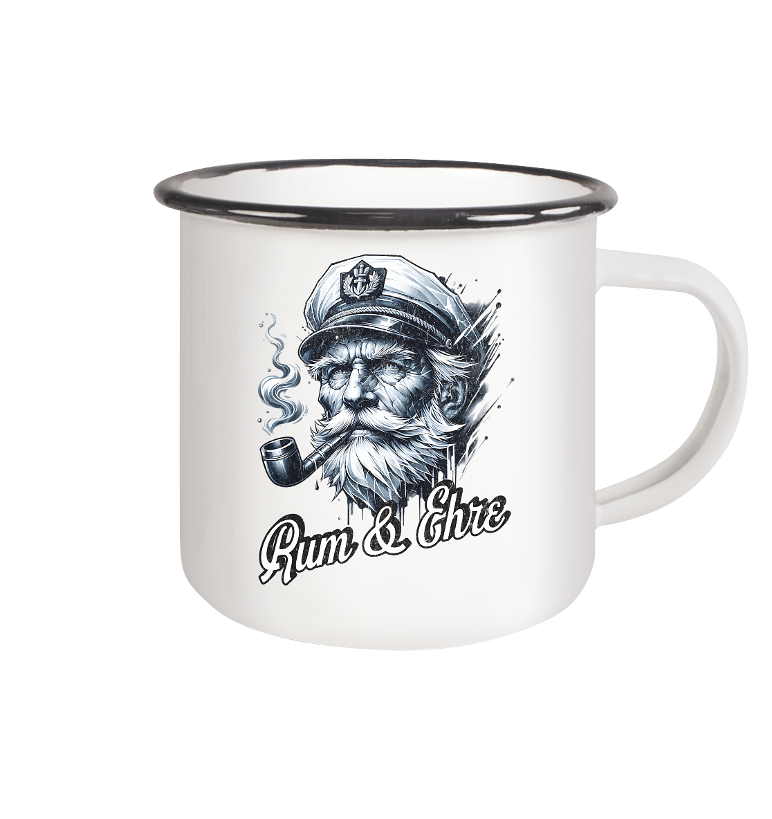 Rum und Ehre Kapitän - Emaille Becher