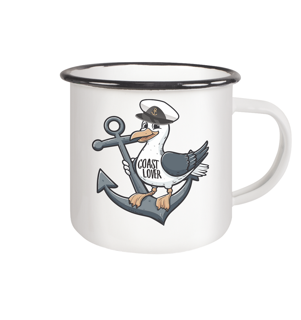 Coast Lover Möwe Kapitän - Emaille Becher - Kiebitzdelle