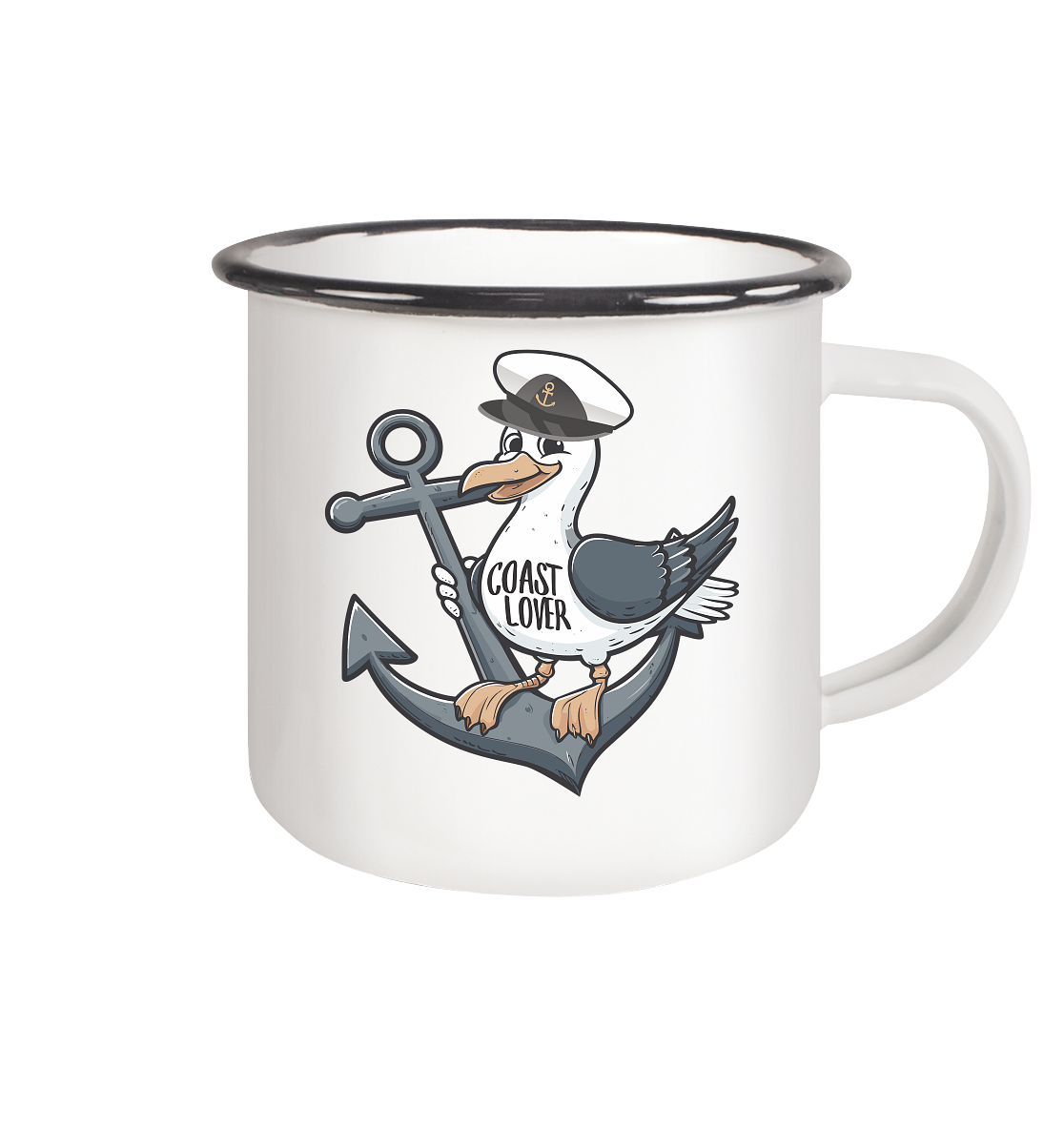 Coast Lover Möwe Kapitän - Emaille Becher