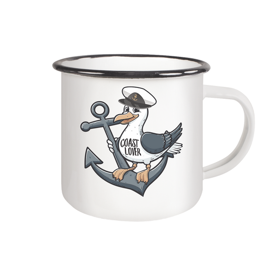 Coast Lover Möwe Kapitän - Emaille Becher