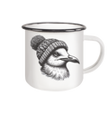 Coole Möwe mit Pudelmütze - Emaille Becher - Kiebitzdelle