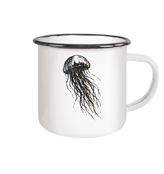 Street Art Qualle - Emaille Becher