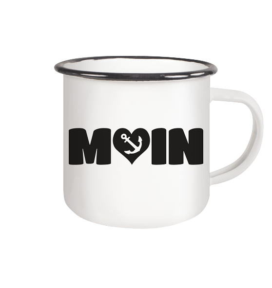 Moin Spruch mit Herz Anker - Emaille Becher - Kiebitzdelle