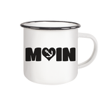 Moin Spruch mit Herz Anker - Emaille Becher in White - Studio Ansicht - Kiebitzdelle