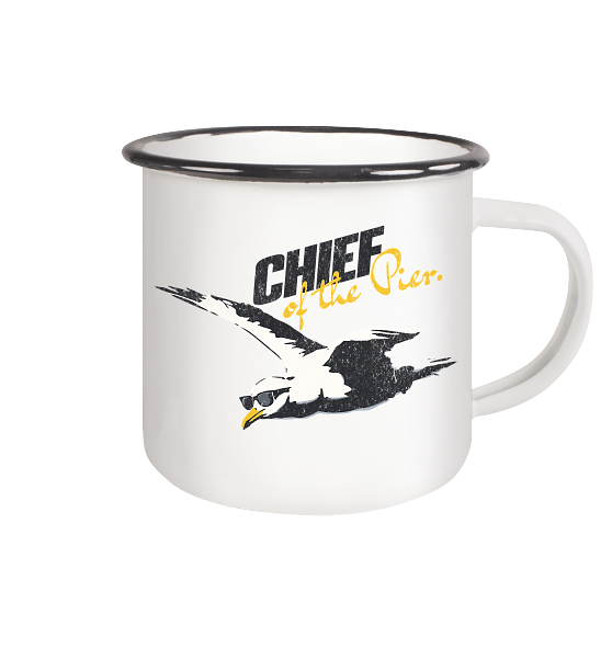 Chief of the Pier Chef Möwe mit Sonnenbrille - Emaille Becher - Kiebitzdelle